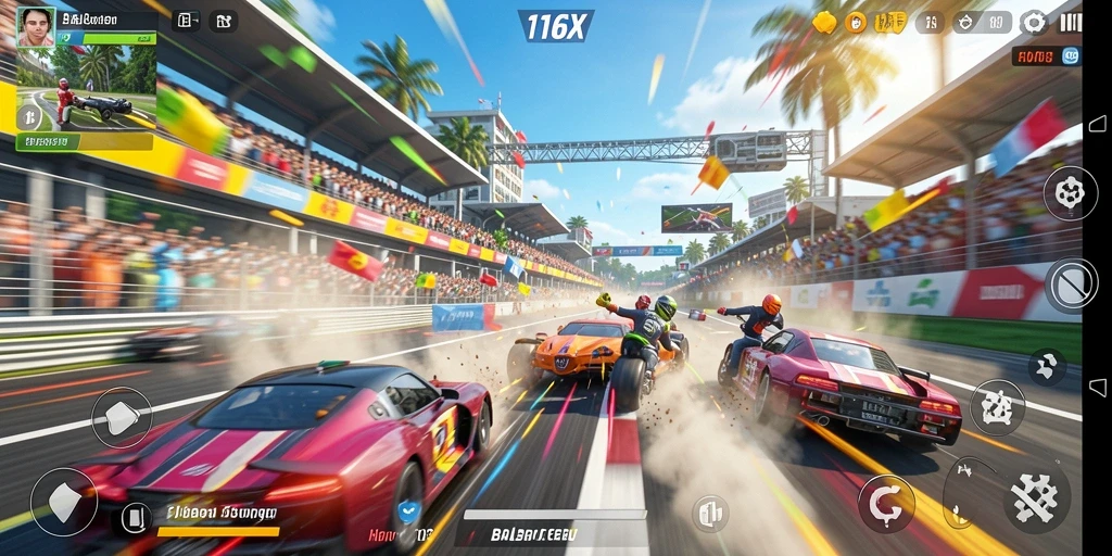 Tampilan gameplay Racing yang menegangkan di 116X.