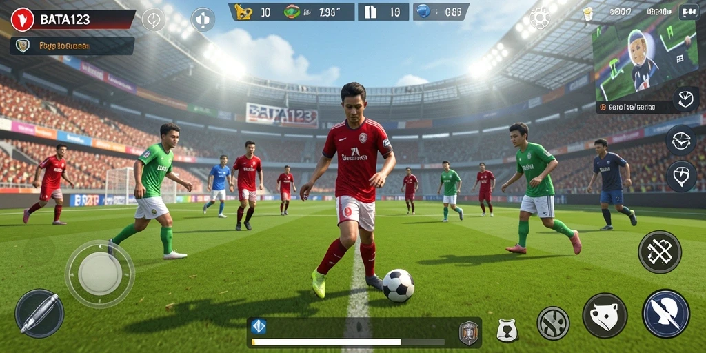 Tampilan gameplay BATA123 yang seru dalam pertandingan sepak bola.