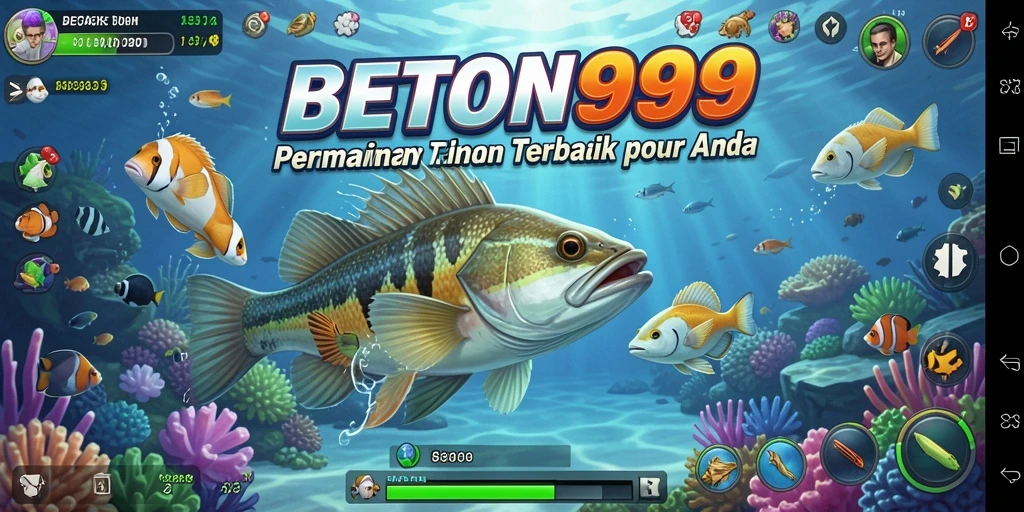 Tangkapan layar menunjukkan aksi menembak ikan yang seru dalam BETON999.