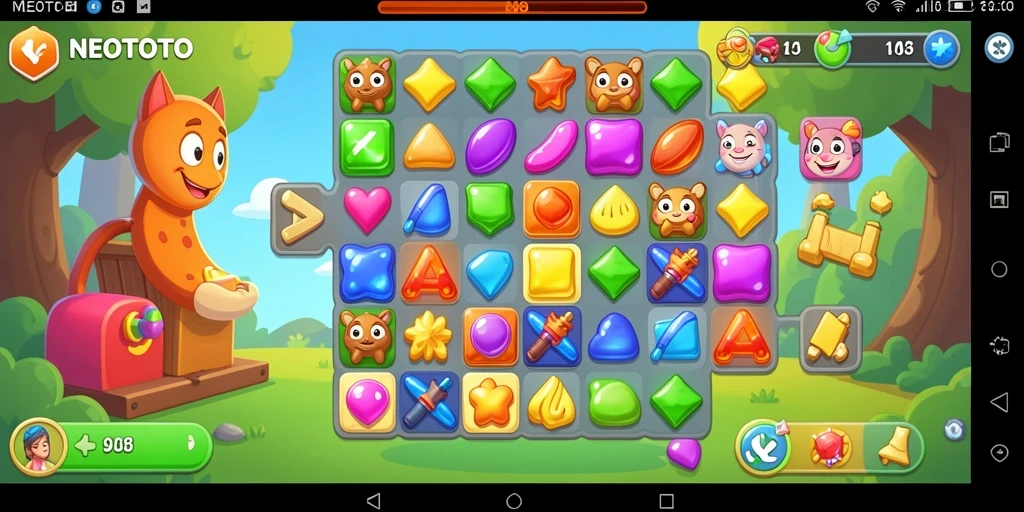 Tampilan utama NEOTOTO dengan gameplay Match-3 yang memikat.